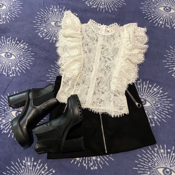 Forever 21 suede black mini skirt sz m euc zip up slim fit - Picture 4 of 10